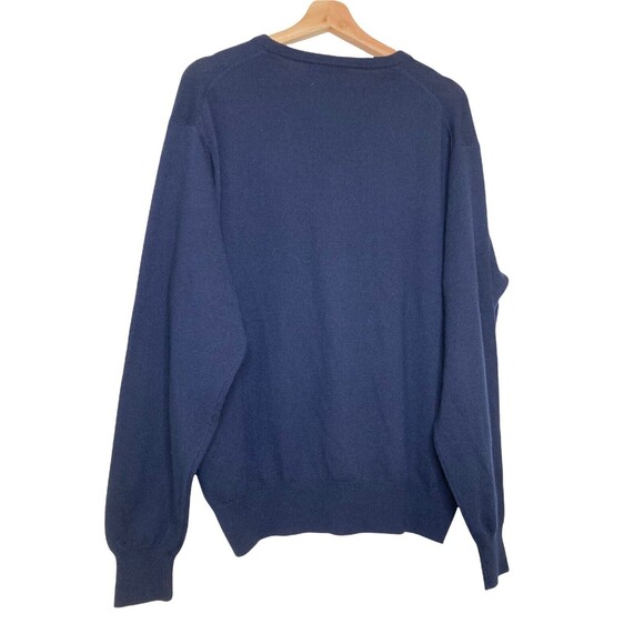 Peter Millar Size XL Merino Wool V-Neck Pullover Sweater Navy Blue - Picture 3 of 11